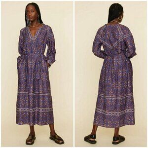 💕XIRENA💕 Isobel Dress ~ Royal Blue Woodblock Medallion Print Medium M NWT